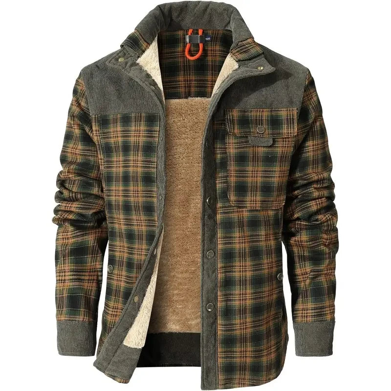 Sherpa Fleece Lined Flannel Shirt Jacket