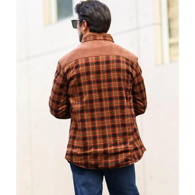 Sherpa Fleece Lined Flannel Shirt Jacket