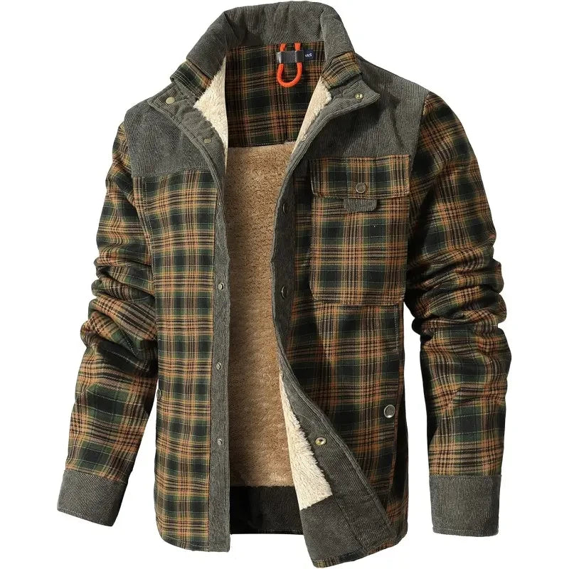 Sherpa Fleece Lined Flannel Shirt Jacket