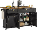 Rolling Mobile Kitchen Island with Power Outlet
