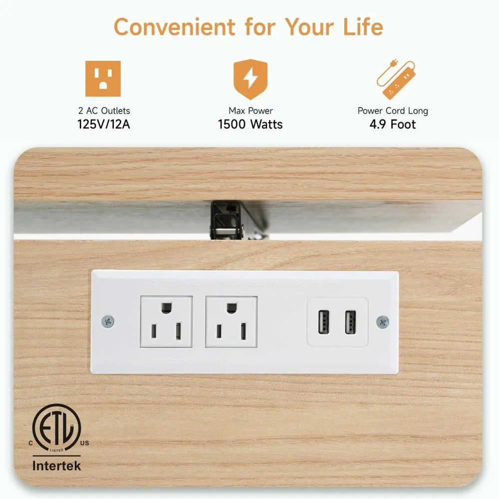 Rolling Mobile Kitchen Island with Power Outlet
