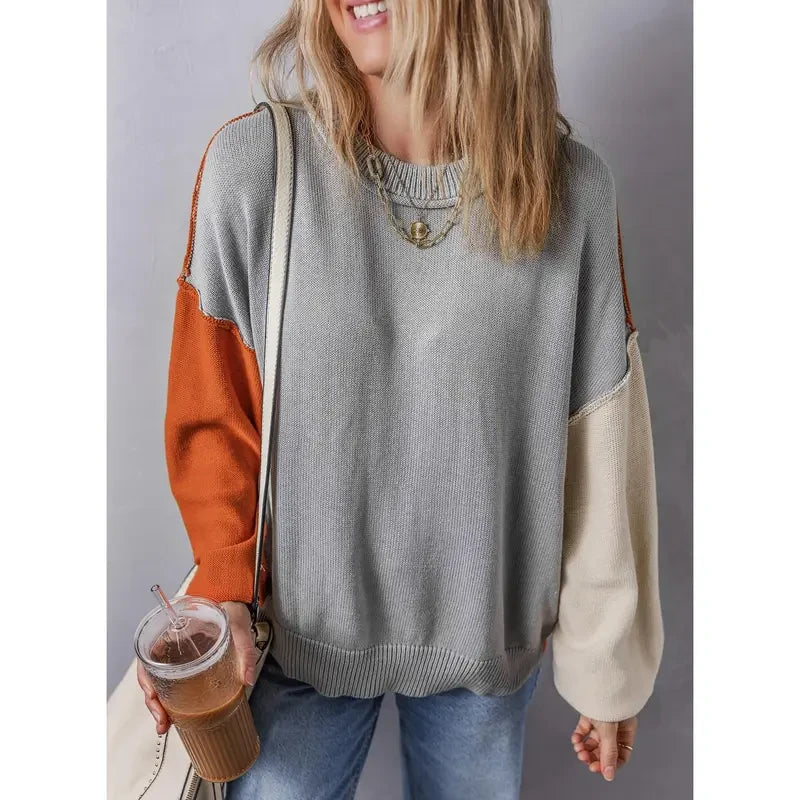 Colorblock Cotton Knit Pullover