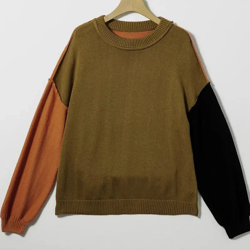 Colorblock Cotton Knit Pullover