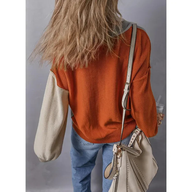 Colorblock Cotton Knit Pullover