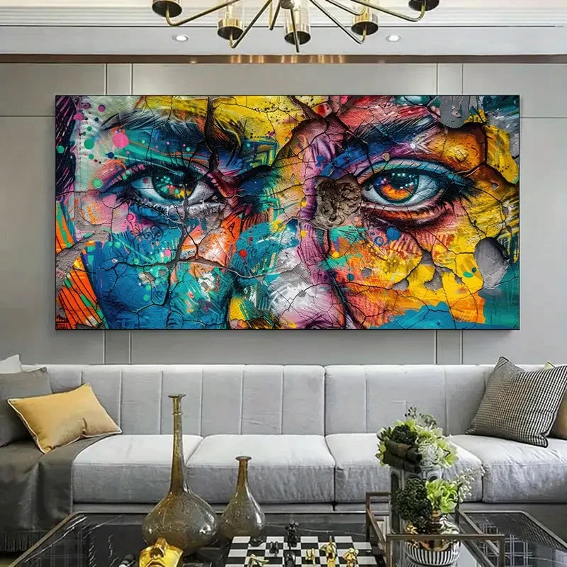 Modern Framed Graffiti Canvas Painting