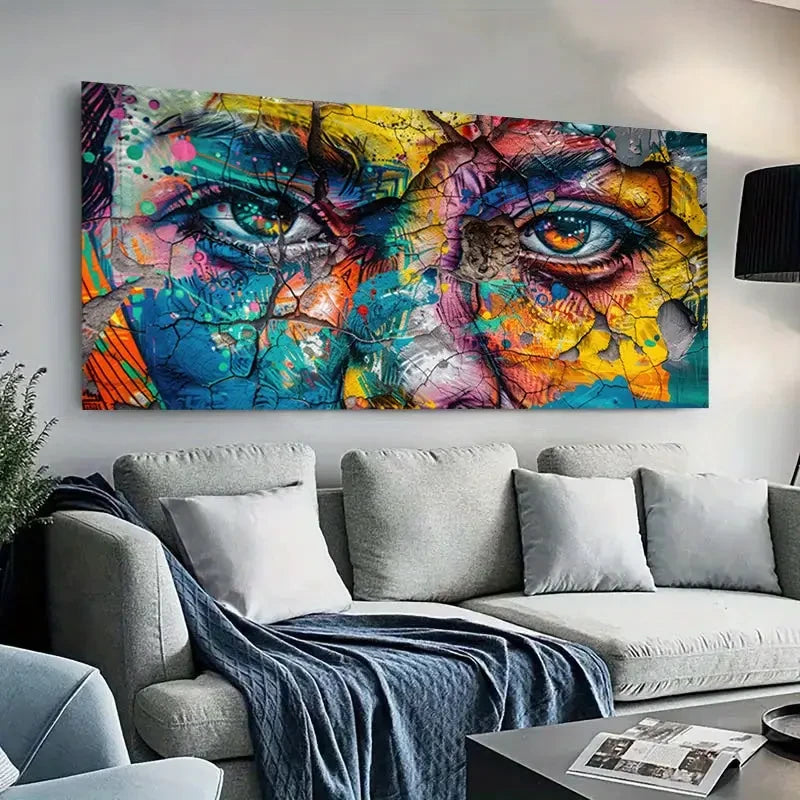 Modern Framed Graffiti Canvas Painting
