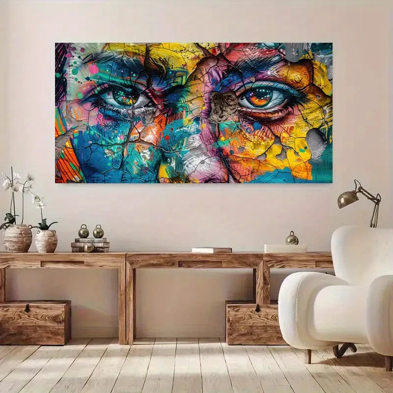 Modern Framed Graffiti Canvas Painting