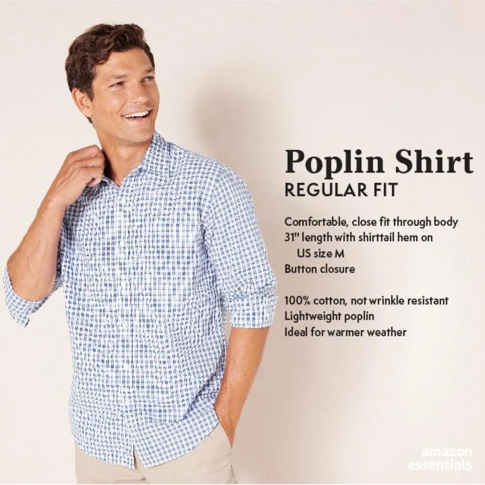 Mens Regular Fit Casual Poplin Shirt