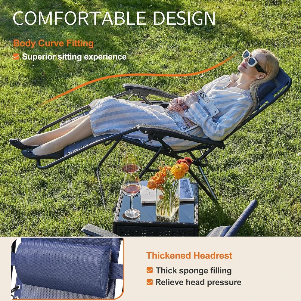Sweetcrispy Zero Gravity Folding Lounge Chair Set