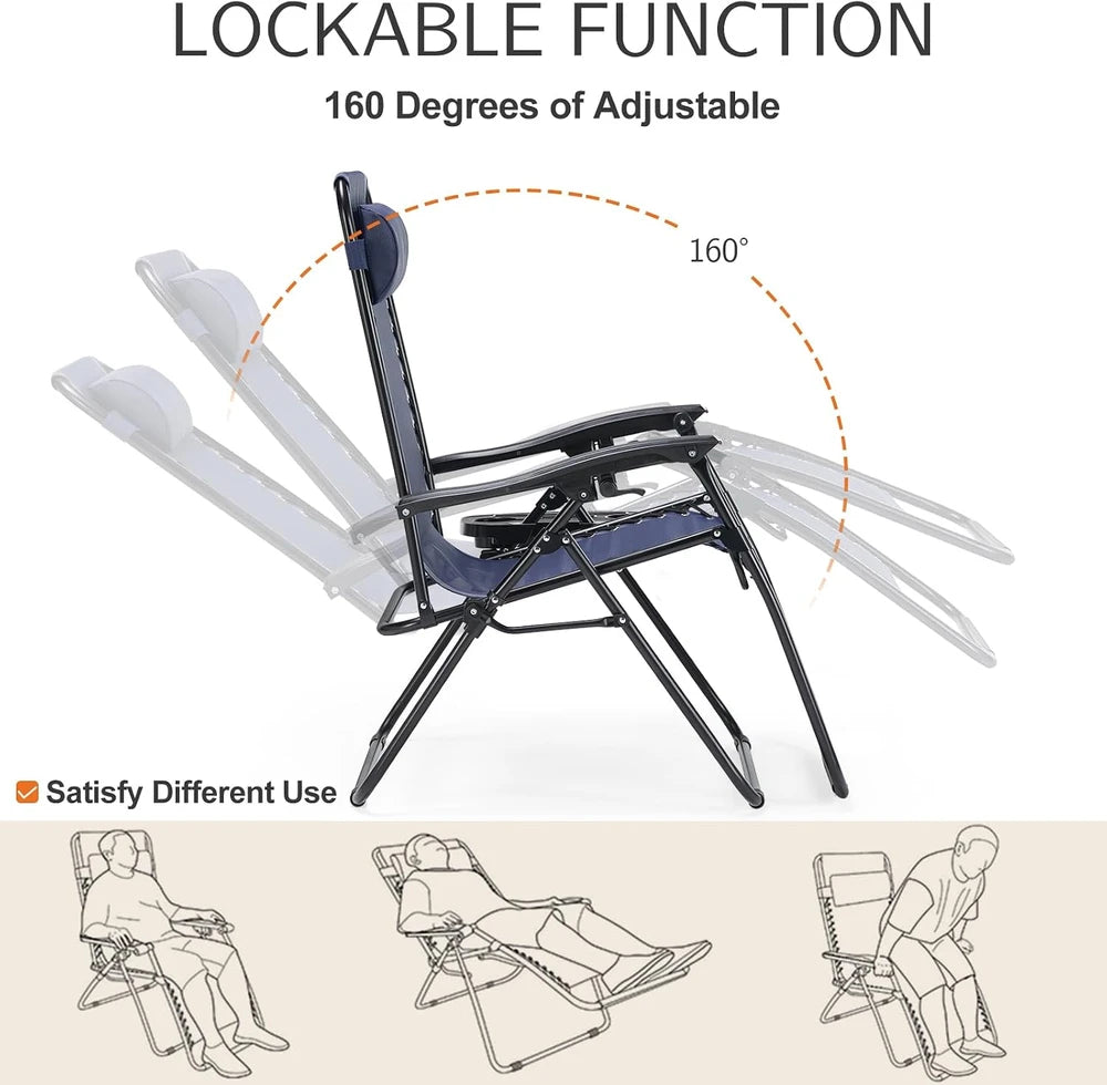 Sweetcrispy Zero Gravity Folding Lounge Chair Set