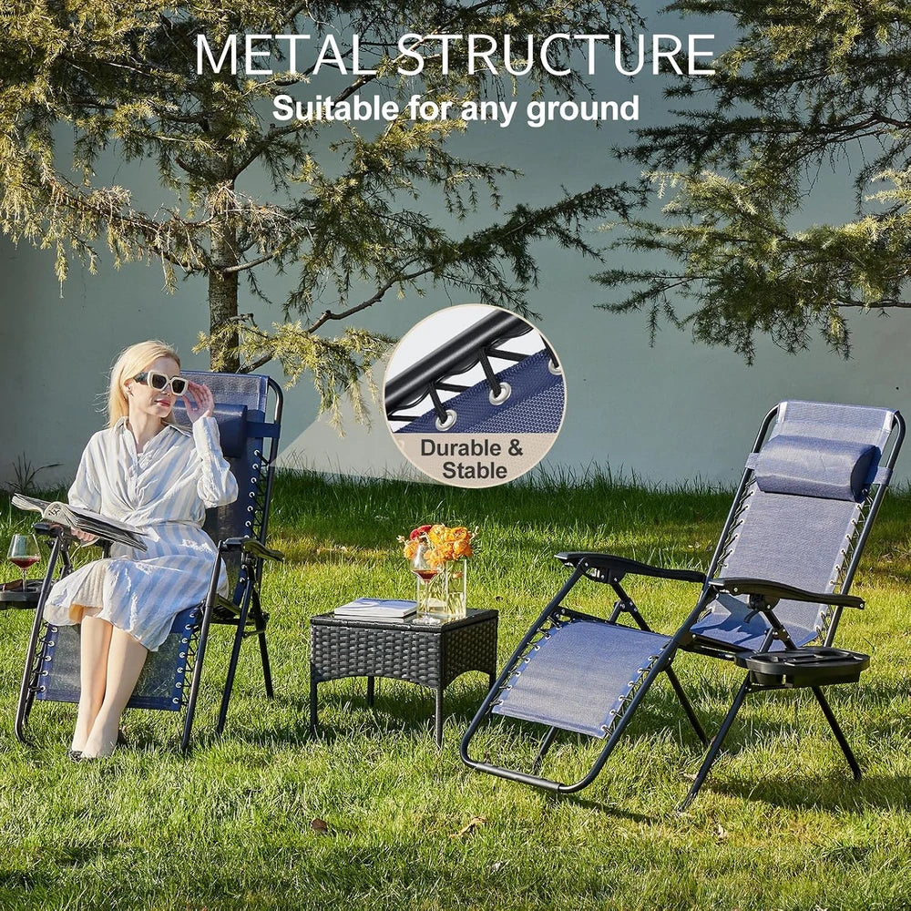 Sweetcrispy Zero Gravity Folding Lounge Chair Set