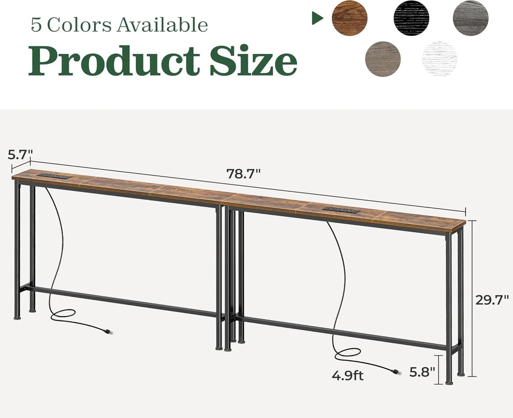 SUPERJARE Narrow Behind Couch Table