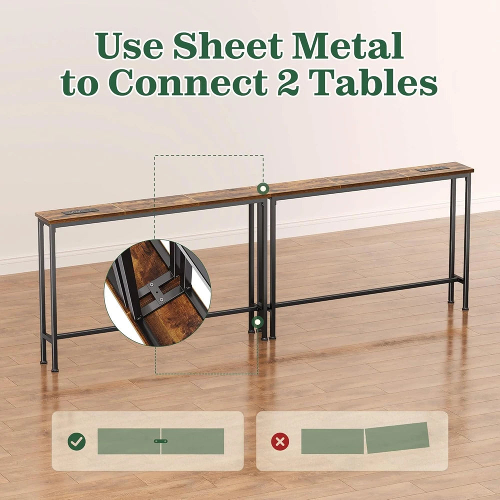 SUPERJARE Narrow Behind Couch Table