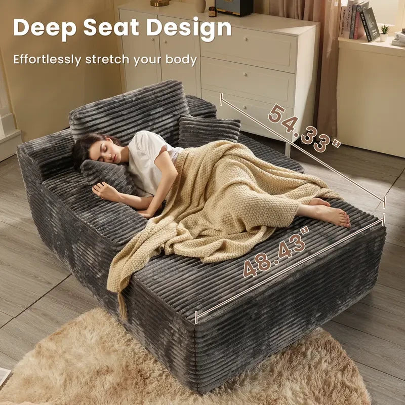 Upholstered Corduroy Chaise Lounge Sofa Bed