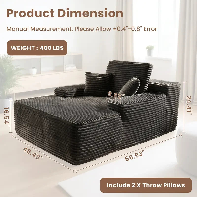 Upholstered Corduroy Chaise Lounge Sofa Bed