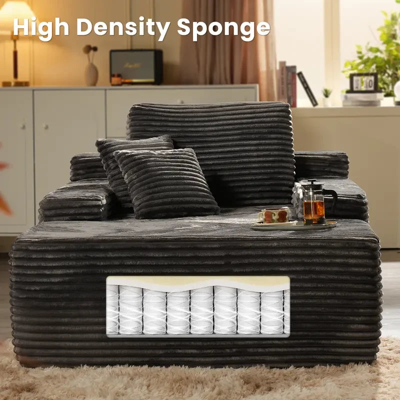 Upholstered Corduroy Chaise Lounge Sofa Bed