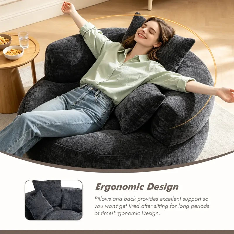 Oversized Chenille Bean Bag Chair