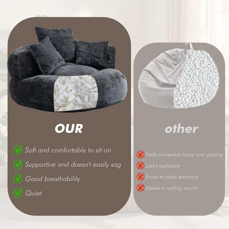 Oversized Chenille Bean Bag Chair