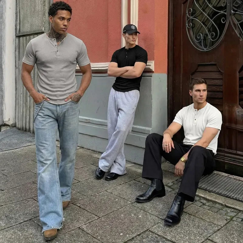 JMIERR Men's Slim Fitted Henley Shirt