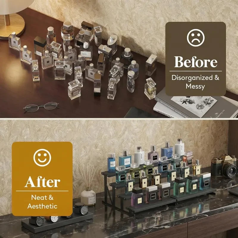 Rustic Wooden Perfume Display Organizer