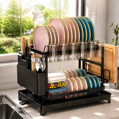 Carbon Steel 2-Tier Dish Drying Rack