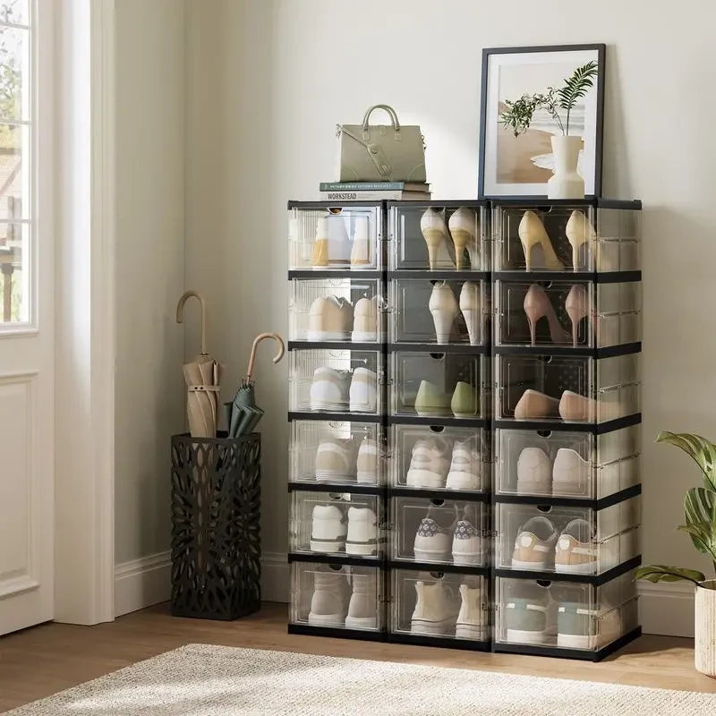Collapsible Transparent Plastic Shoe Box Organizer