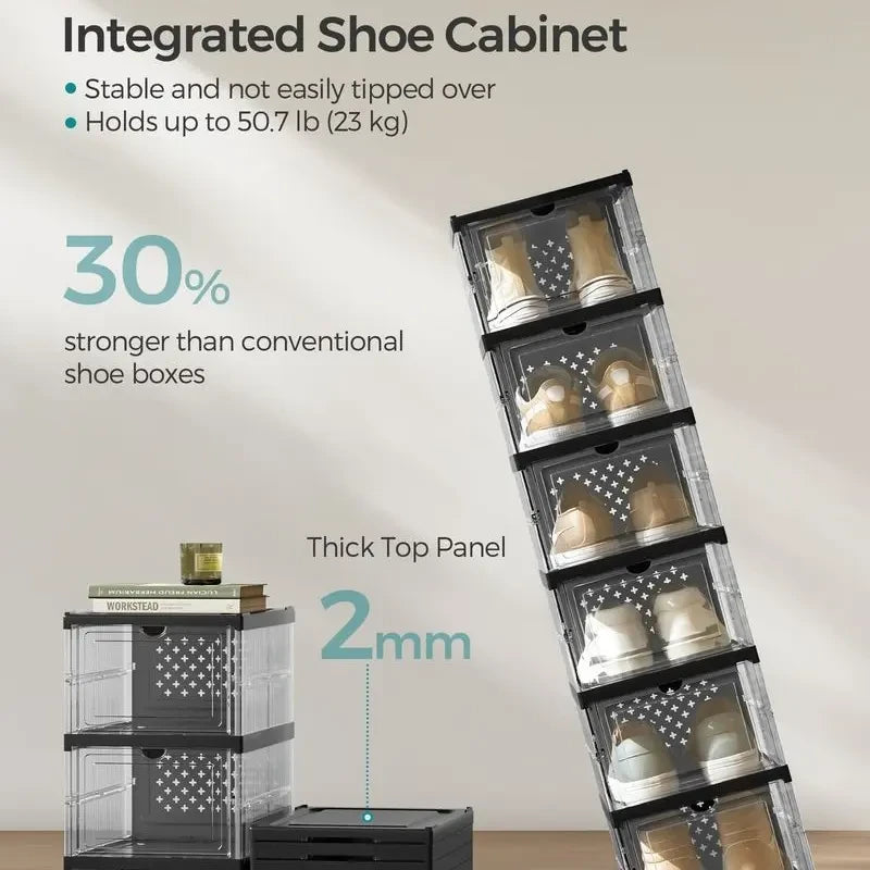 Collapsible Transparent Plastic Shoe Box Organizer