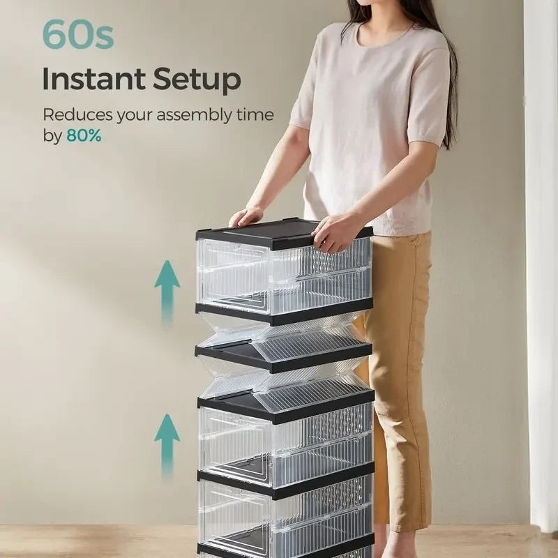 Collapsible Transparent Plastic Shoe Box Organizer