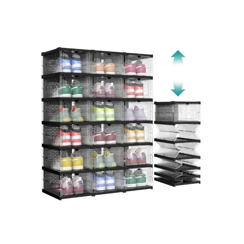 Collapsible Transparent Plastic Shoe Box Organizer