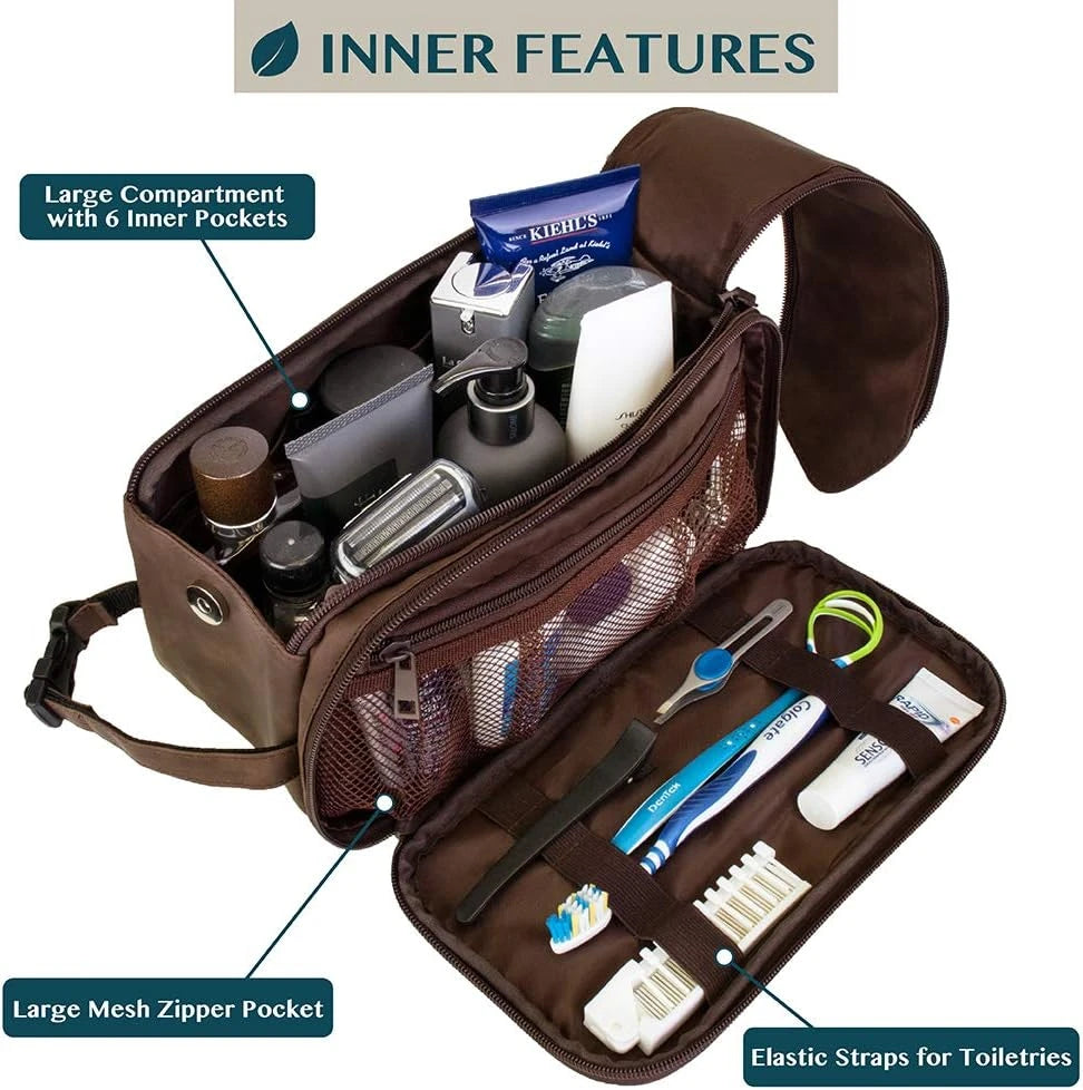 Water Resistant Leather Toiletry Bag