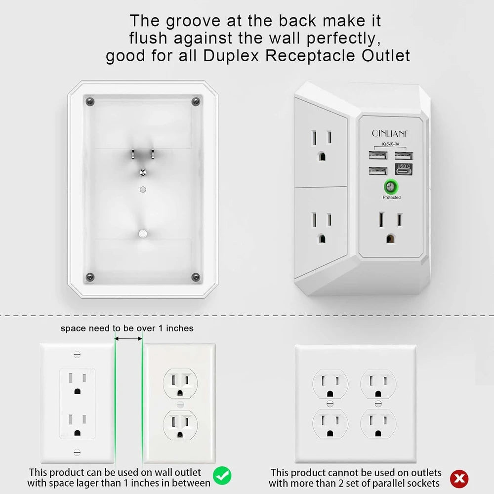 Qinilianf Wall Charger Surge Protector