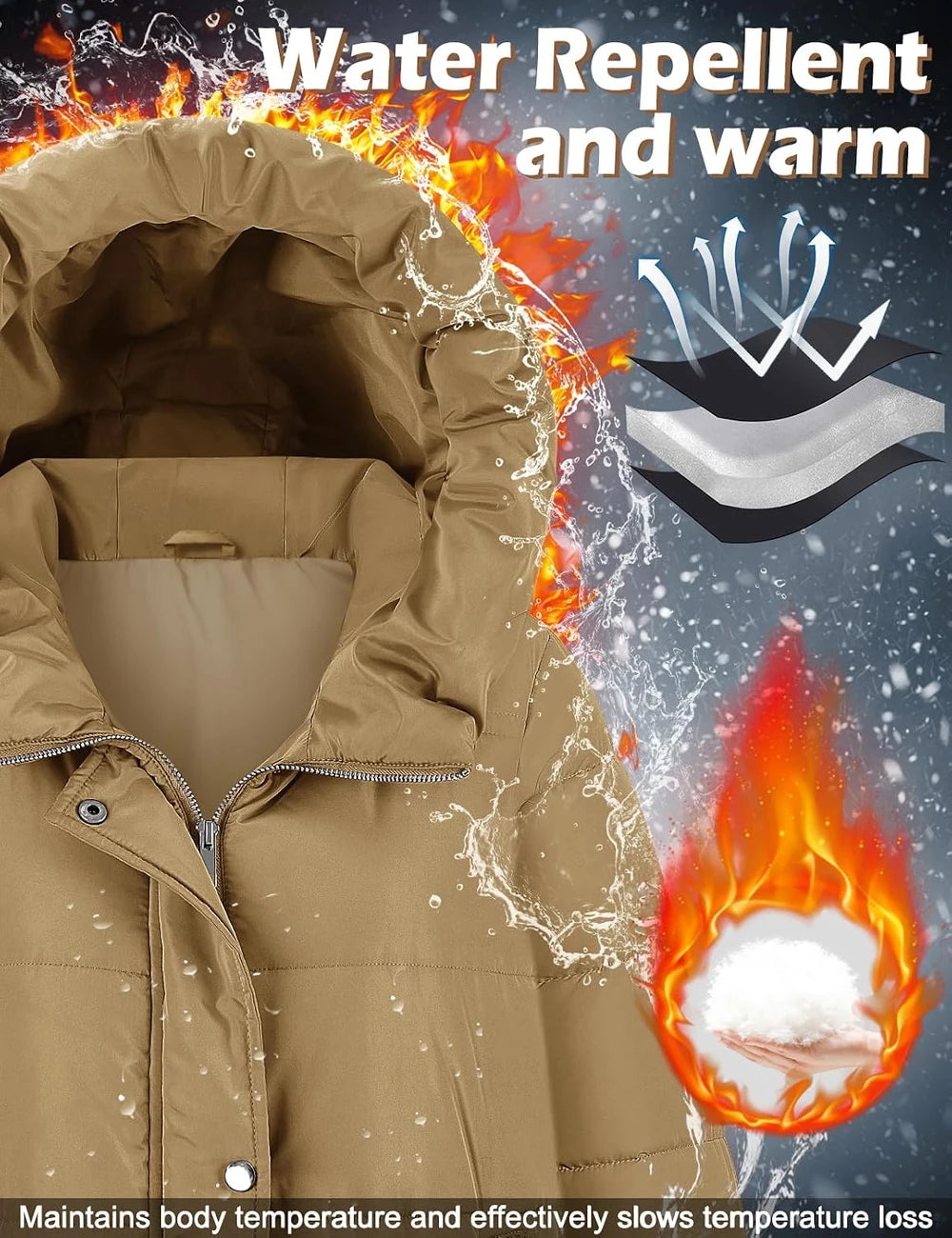 Heekpeek Long Quilted Winter Puffer Coat