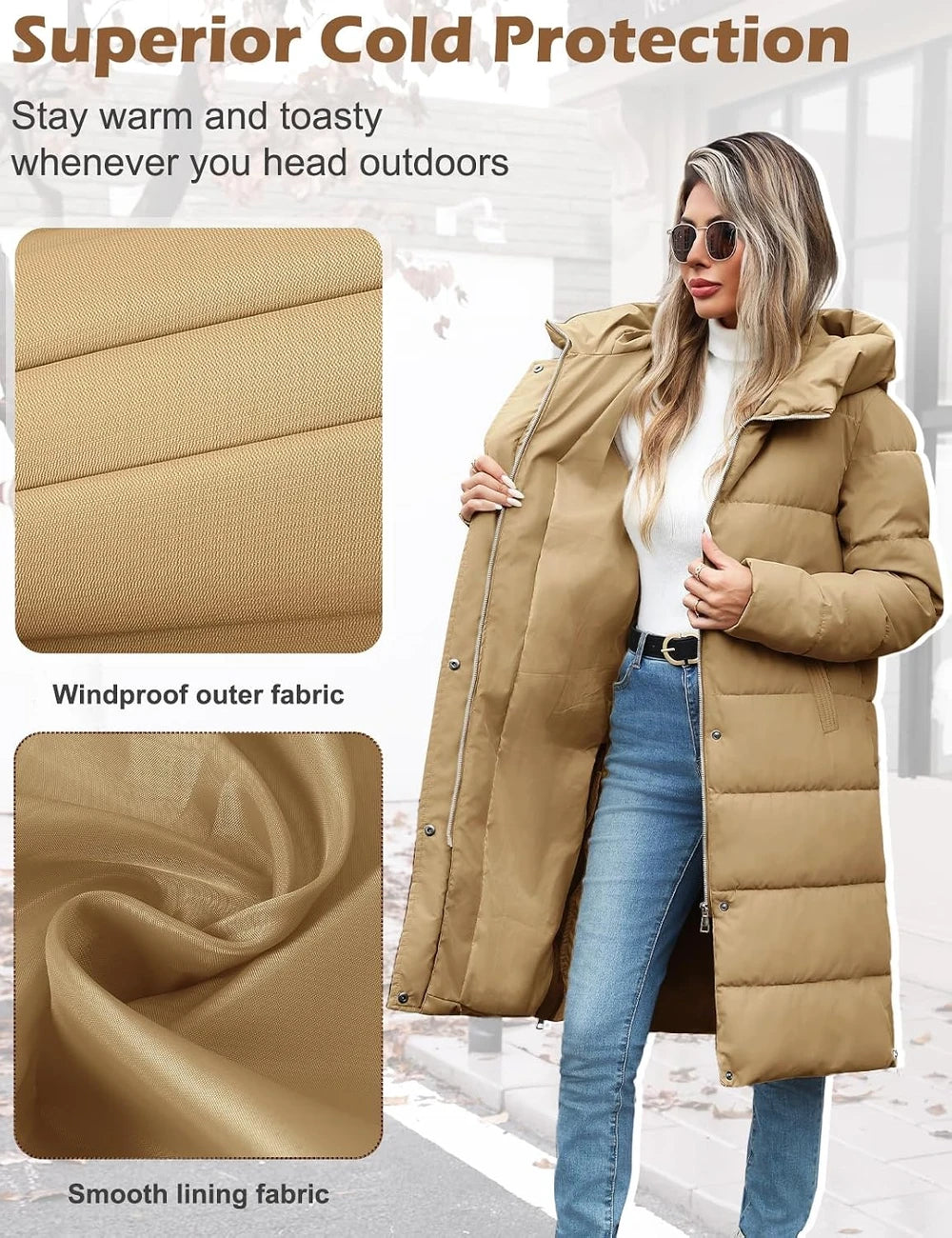 Heekpeek Long Quilted Winter Puffer Coat