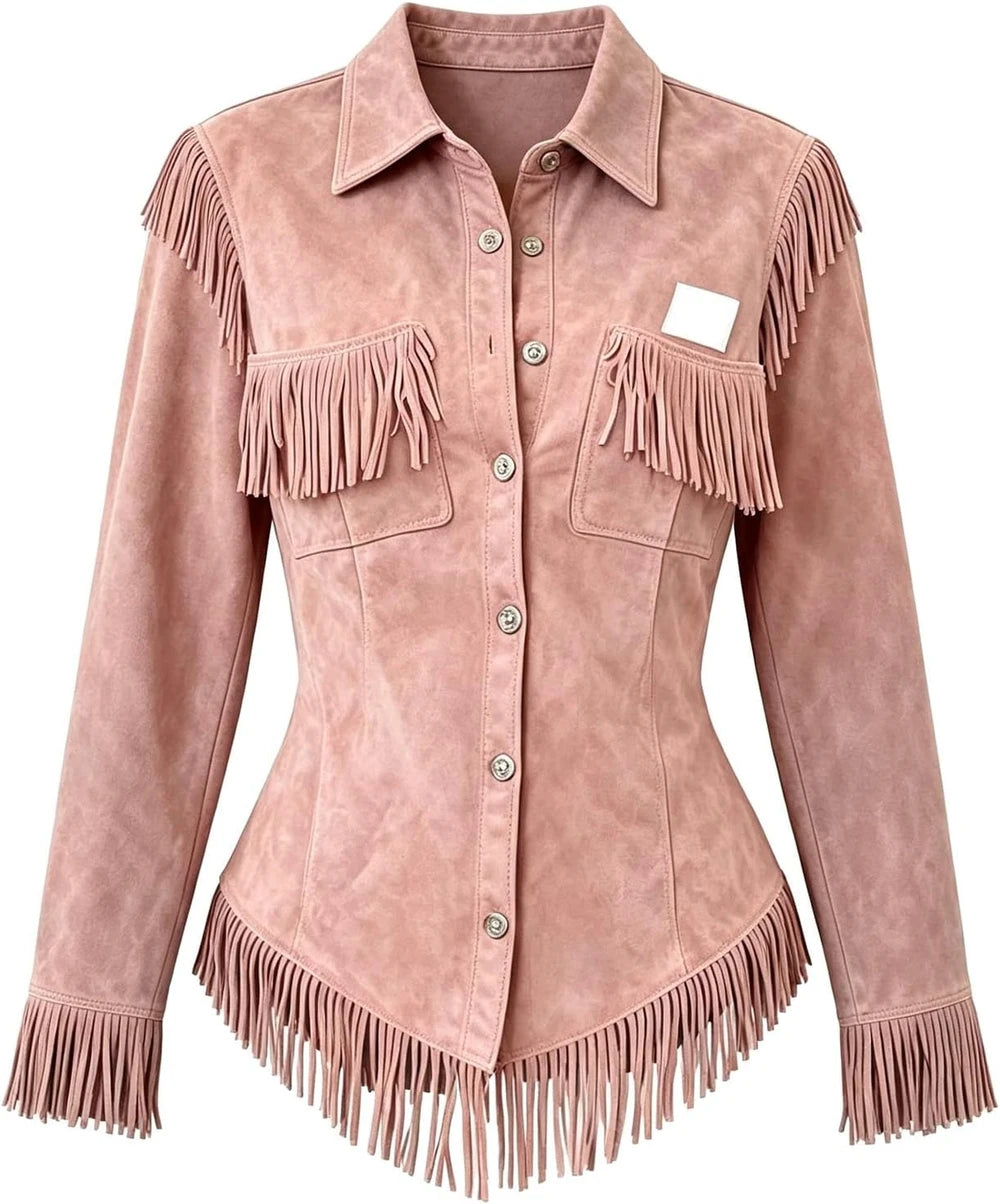 Nantdog Boho Fringe Suede Western Shacket
