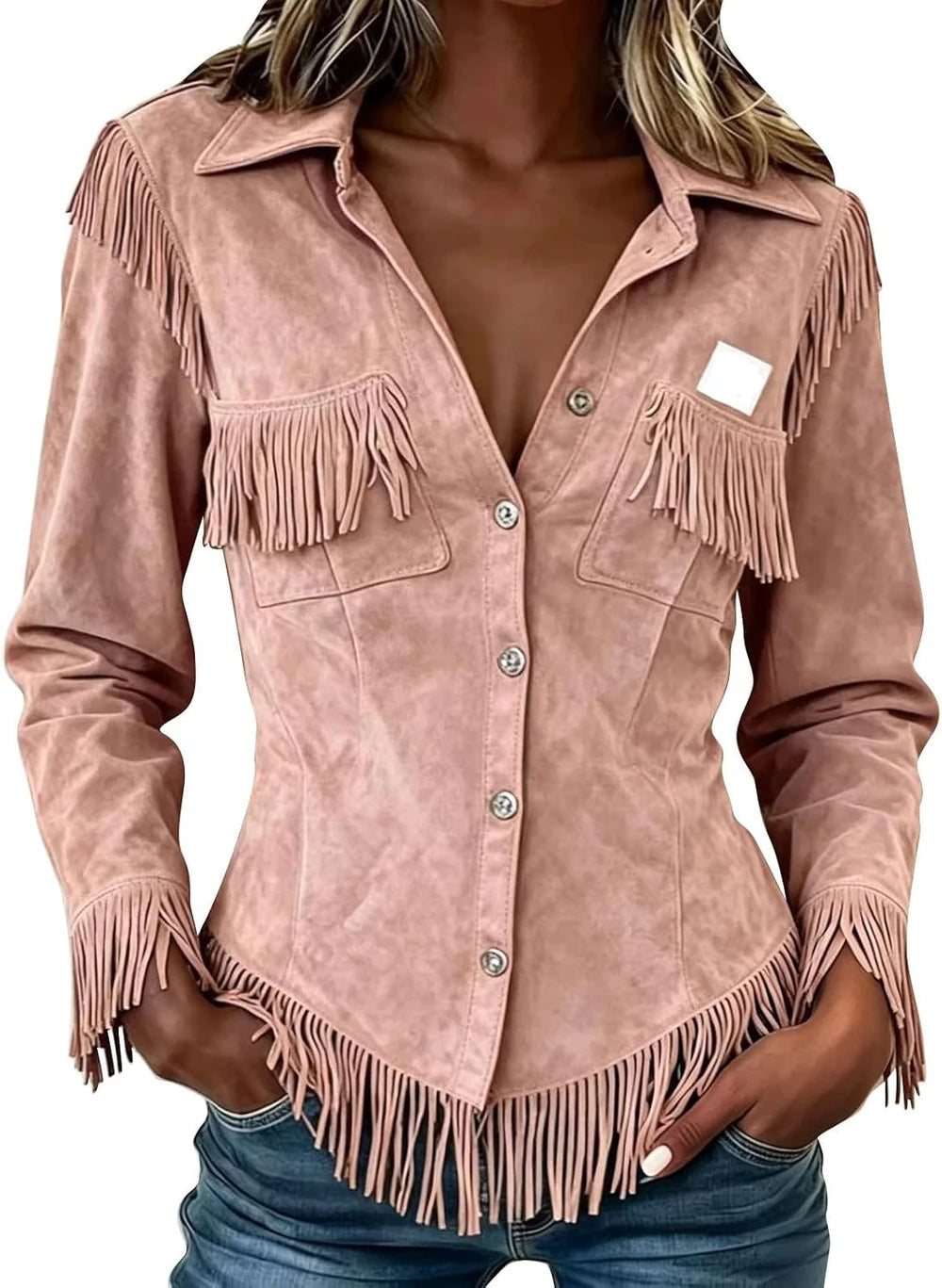 Nantdog Boho Fringe Suede Western Shacket