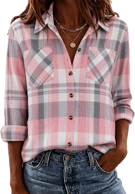 Zeagoo Womens Flannel Plaid Shirt