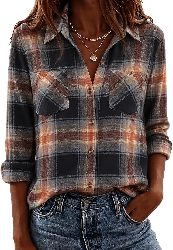 Zeagoo Womens Flannel Plaid Shirt