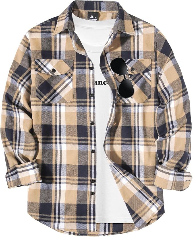 Zity Mens Plaid Flannel Shirt