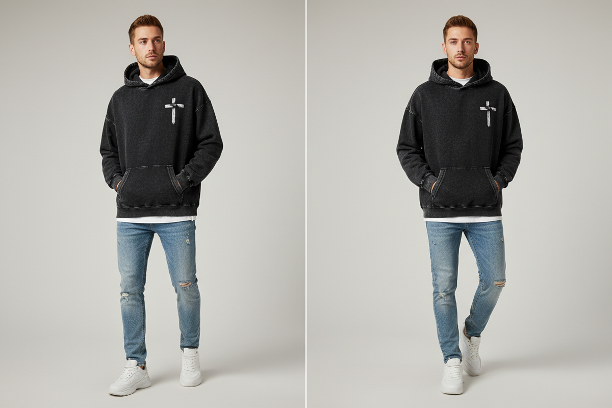 Christian Cross Heavyweight Acid Wash Hoodie