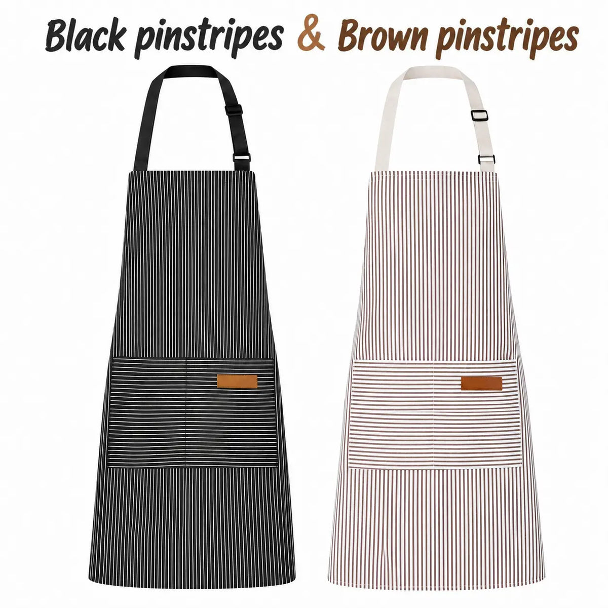 ARBINSON 2 Pack Cooking Aprons Adjustable Bib Apron for Women with 2 Pockets