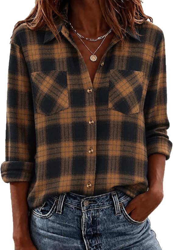Zeagoo Womens Flannel Plaid Shirt