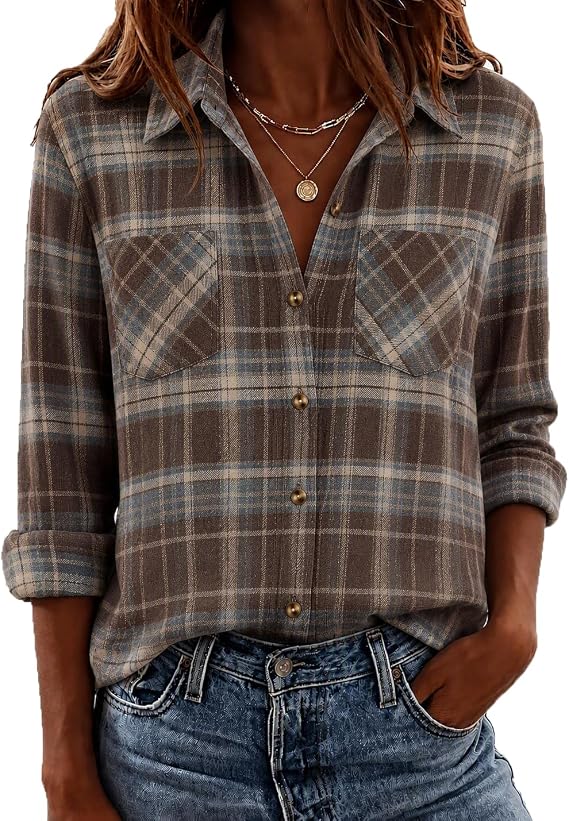 Zeagoo Womens Flannel Plaid Shirt