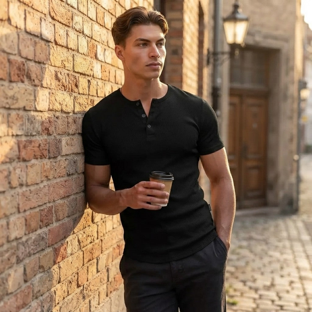 JMIERR Men's Slim Fitted Henley Shirt