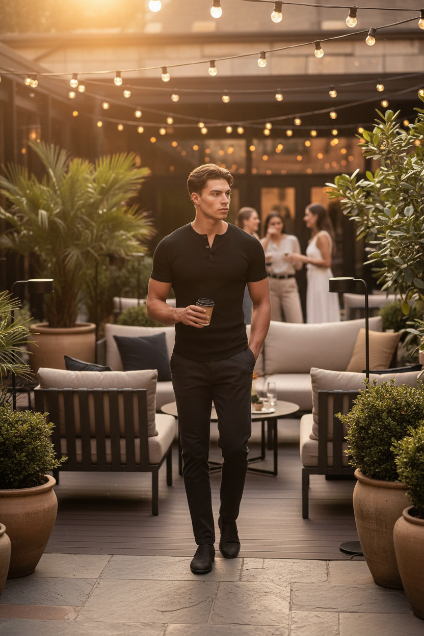 JMIERR Men's Slim Fitted Henley Shirt