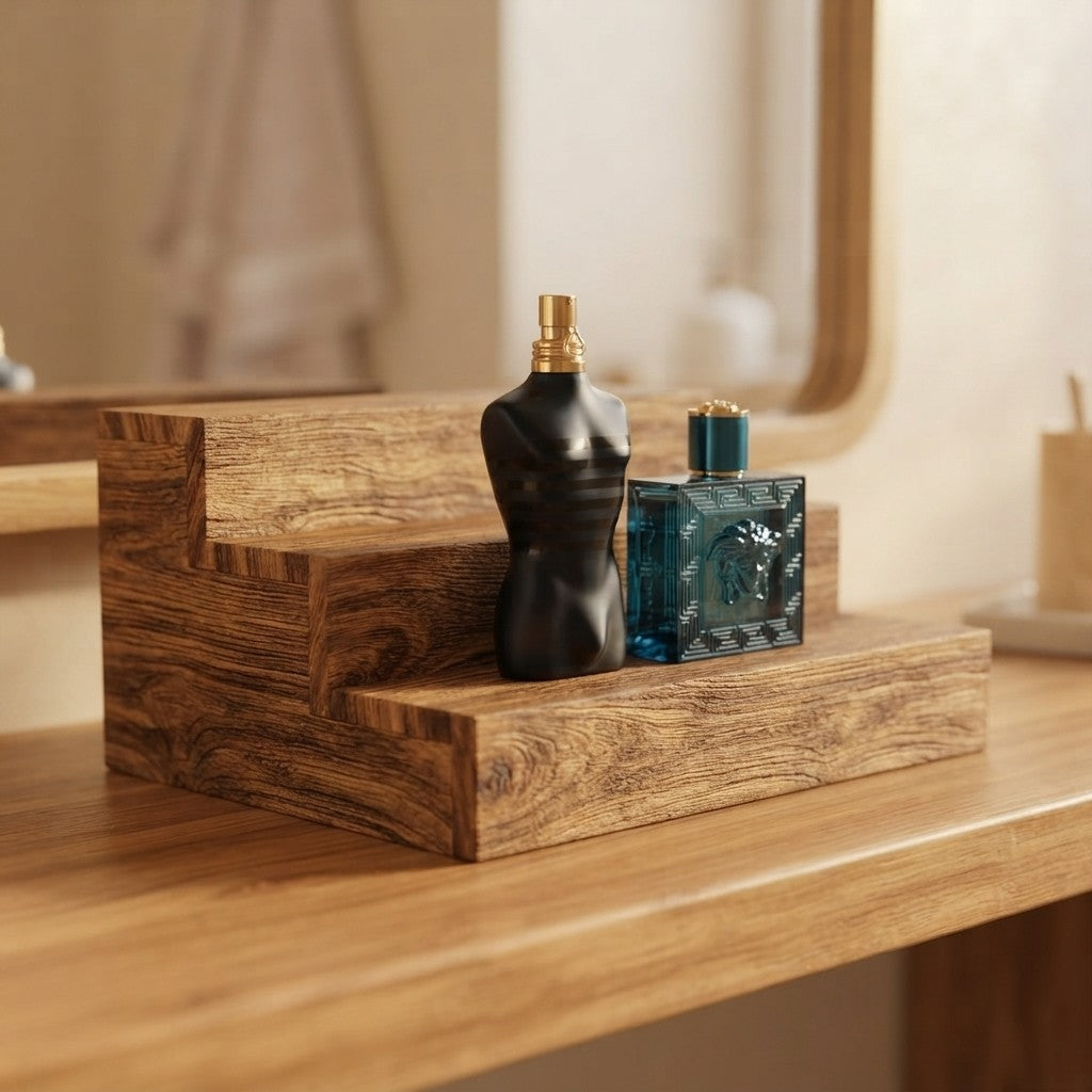 Rustic Wooden Perfume Display Organizer