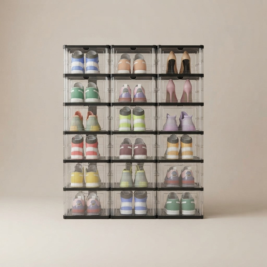 Collapsible Transparent Plastic Shoe Box Organizer