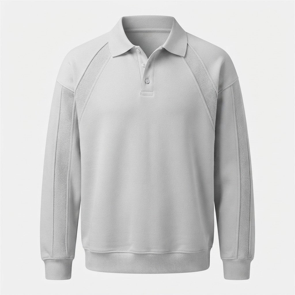 Mens Long Sleeve Patchwork Polo