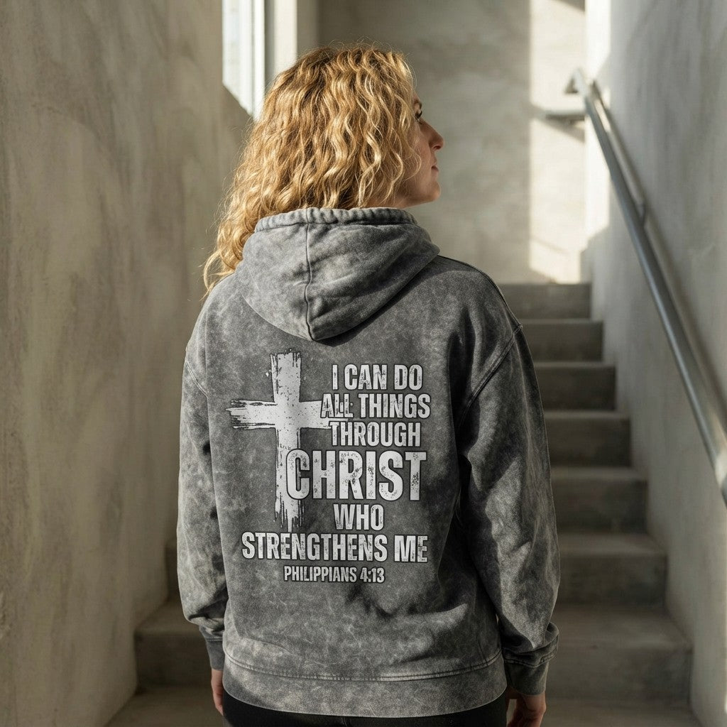 Christian Cross Heavyweight Acid Wash Hoodie