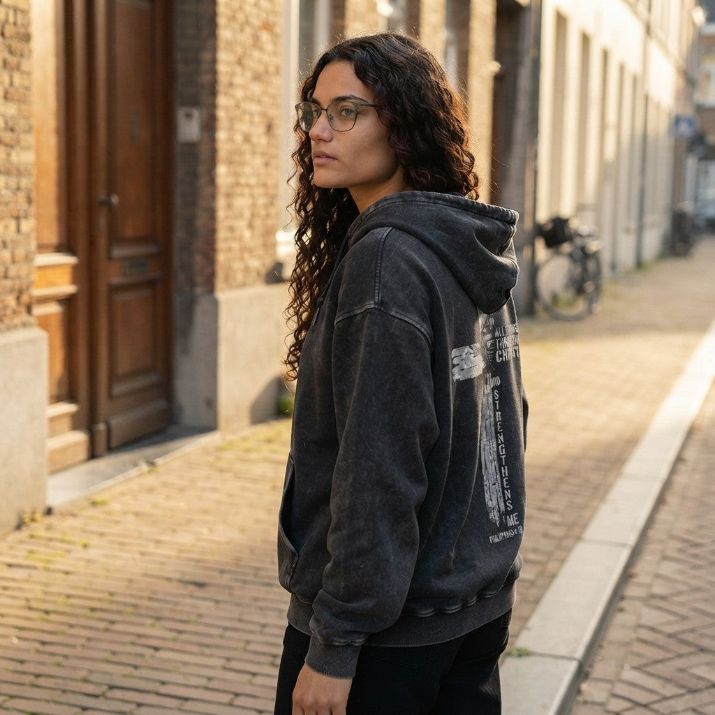 Christian Cross Heavyweight Acid Wash Hoodie