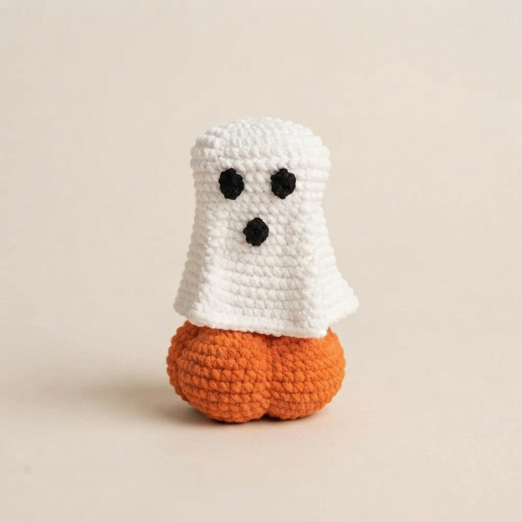 Crochet Ghost Pumpkin Decor